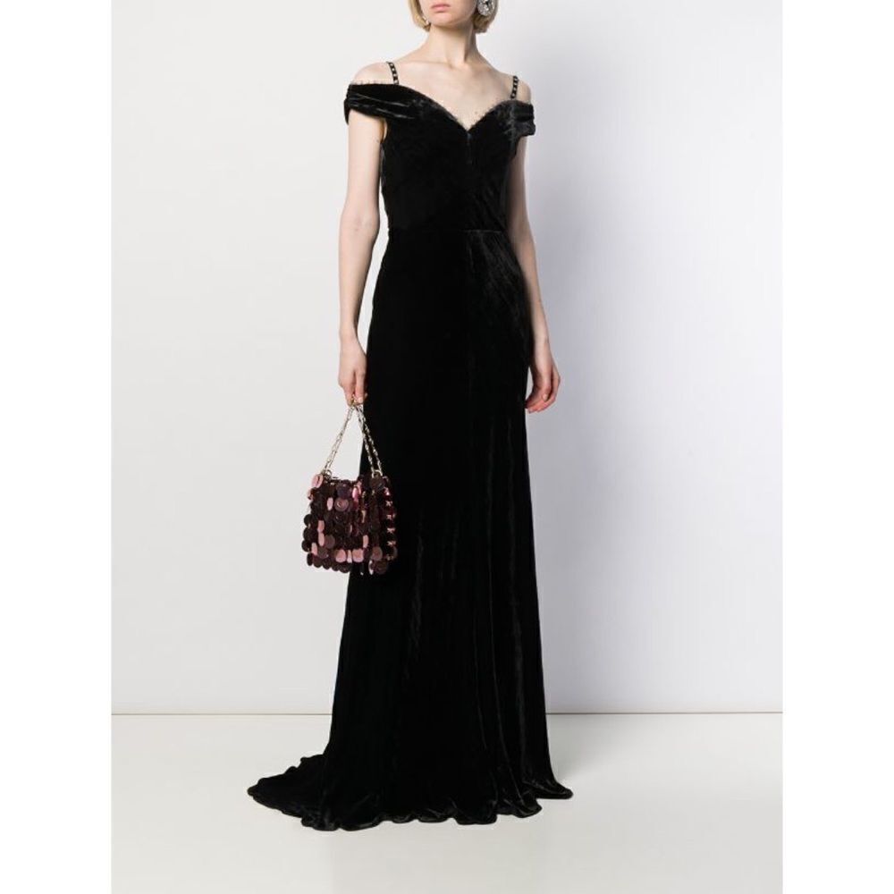 Maria Lucia x Swarovski Hohan Ayla Velvet Off Shoulder Gown